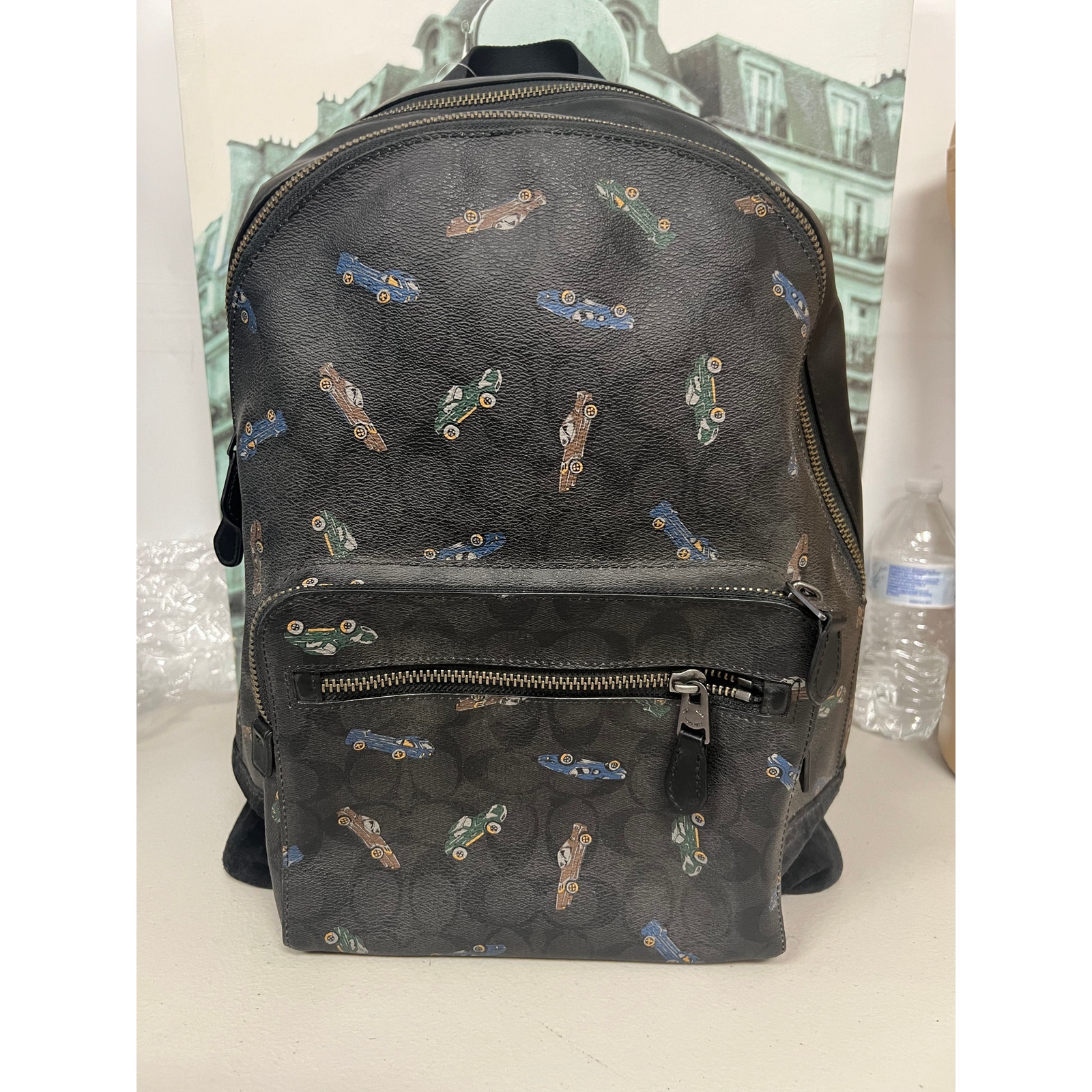 Coach F31268 West Backpack In Signature Canvas With Vintage Race Car Print Qb/M2